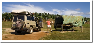 Grabbing some fresh fruit from one of the many roadside stands