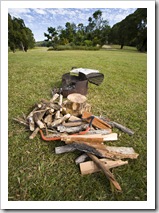 Ready for a good campfire at our campsite on Lake Tinaroo