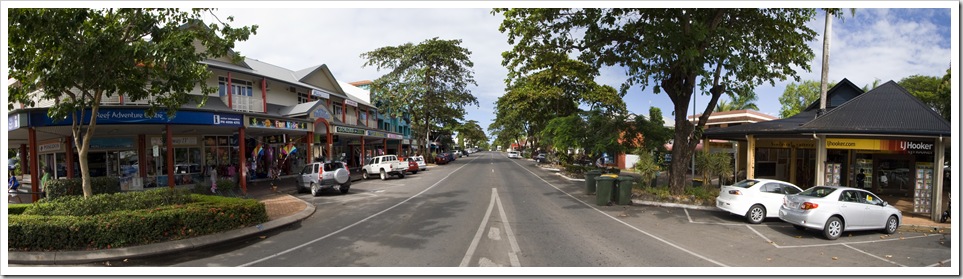 The main drag in Port Douglas