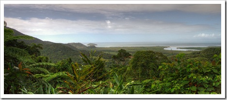 View of the coast and Daintree from Mount Alexandra lookout