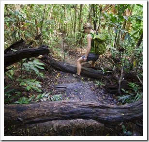 Lisa on her way through the jungle to the top of Mount Sorrow