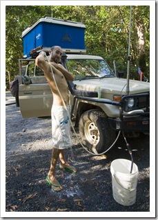 A much needed shower after our Mount Sorrow climb