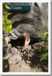 Lisa on her way into the pitch black confines of Bauhinia Cave