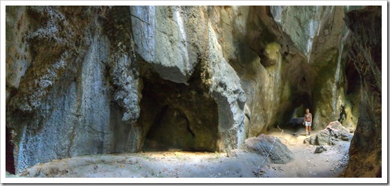 Lisa walking through the caves at The Archways