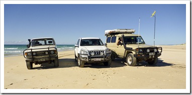The three Toyotas at Sandy Cape