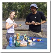 Lisa and Sam making lunch at Cania Gorge