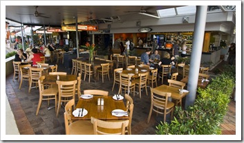 One of the many cafes lining the esplanade in Cairns