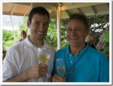 Oliver and Steve enjoying a pre-dinner drink