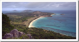 Watson's Bay (near), Anchor Bay (far), Palfrey Island (island on right) and South Island (island on left)