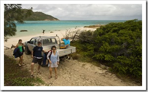 Getting dropped at Loomis Reef for a morning of snorkeling (Damian gets a cameo in the background)