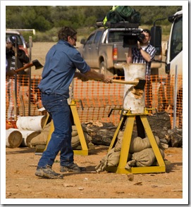 Wood chopping events at the Bedourie camel races