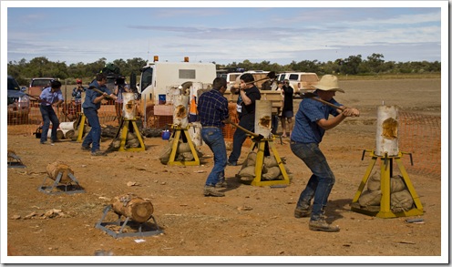 Wood chopping events at the Bedourie camel races