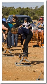 Wood chopping events at the Bedourie camel races