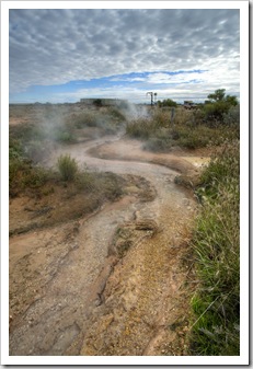 Piping hot pressurised water at the Cacoory Bore north of Birdsville