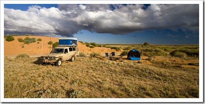 Camped in the dunes in the Strzelecki Desert