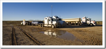 Road trains stranded in Innamincka on Wednesday morning