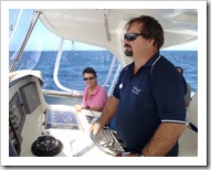 Jenni on the boat to the outer reef