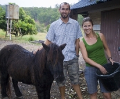 Branell Homestead: Sam and Lisa with Angel the miniature pony