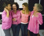 Jenni, Ali, Lisa and Gail all in pink