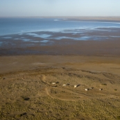 Halligan\'s Bay viewing station on the western shore of Lake Eyre